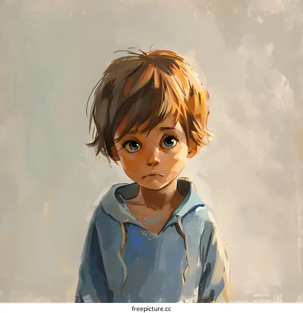 Portrait of a Sad Young Boy