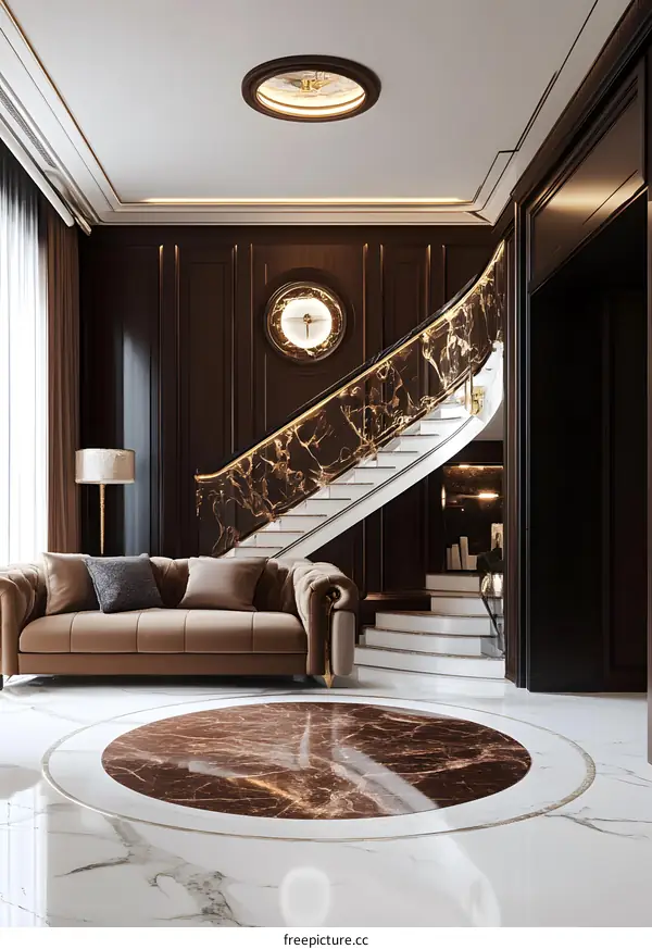 Modern Luxury Home Interior Design With Marble Staircase