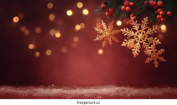 Christmas Background with Golden Snowflakes
