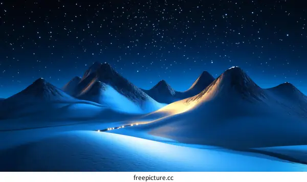 Nighttime Mountain Landscape Under a Starry Sky