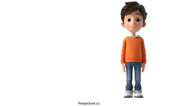 [Transparent Background PNG]3d rendering of a cute cartoon boy