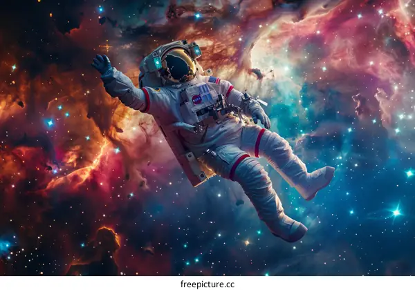 Astronaut Floating in the Vastness of Space