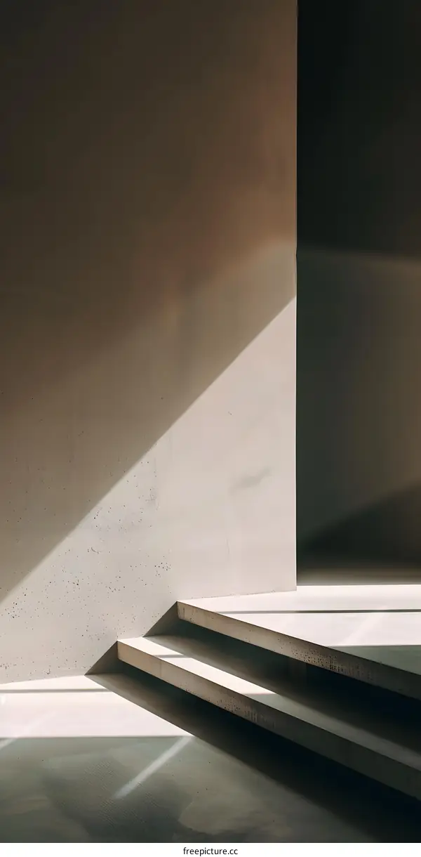Minimalist Concrete Steps With Sunlight
