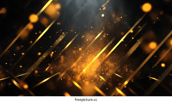 Abstract Gold Lines and Particles Background Design