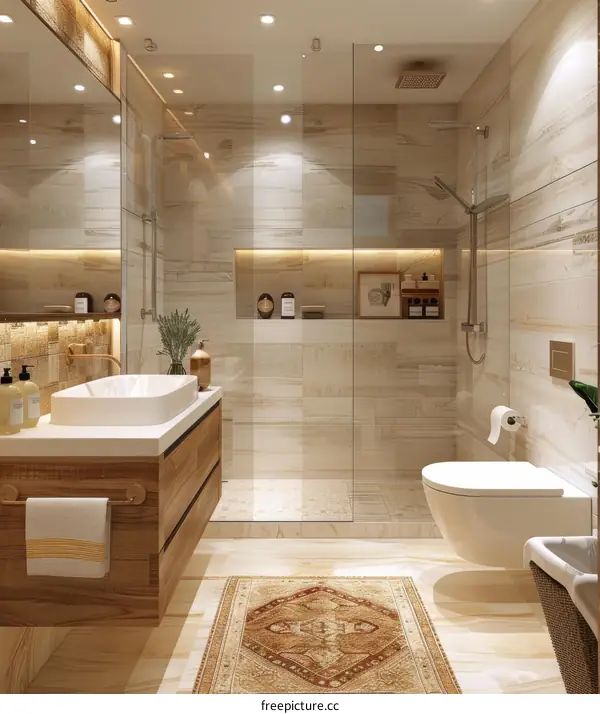 Modern Luxury Beige Bathroom Design