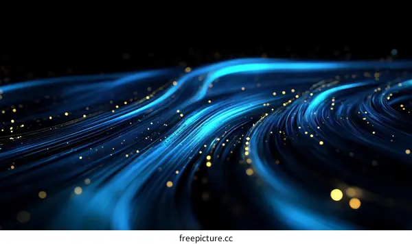 Abstract Dynamic Light Blue Fiber Optic Lines