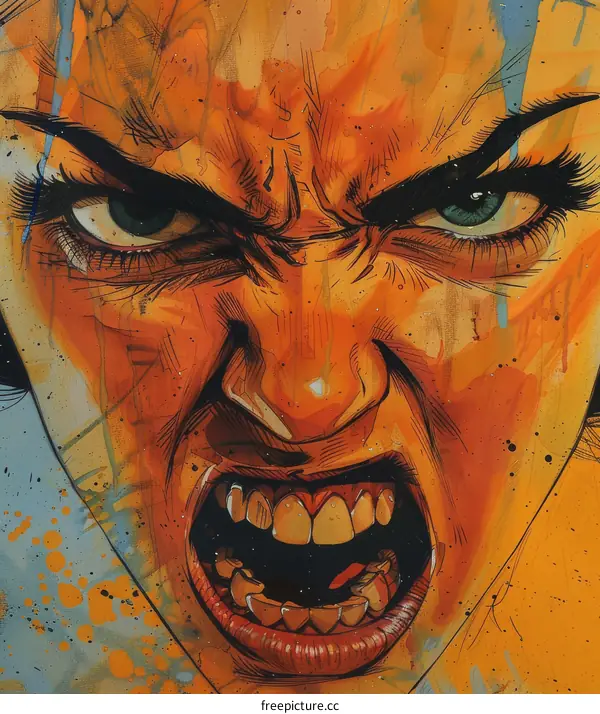 Illustration of a womans face with an angry expression