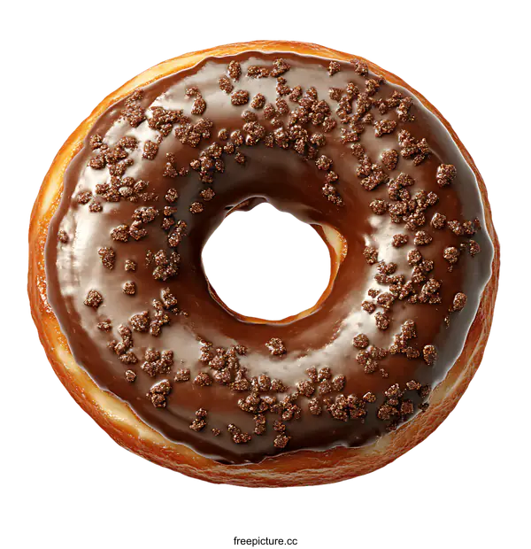 [Transparent Background PNG]Delicious Chocolate Glazed Donut on White Background