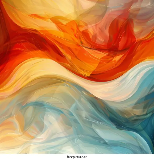 Abstract Painting in Red and Blue