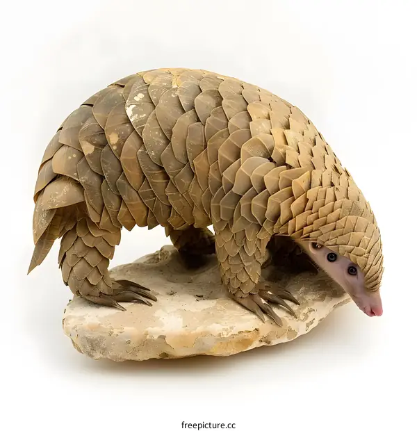A pangolin standing on a rock