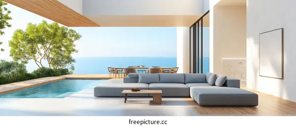 Modern Seaside Living Room Exterior View