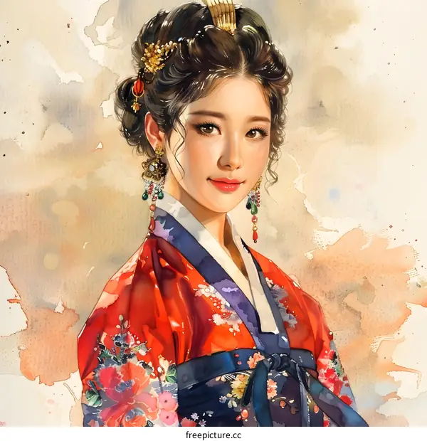 A beautiful Korean woman in traditional dress