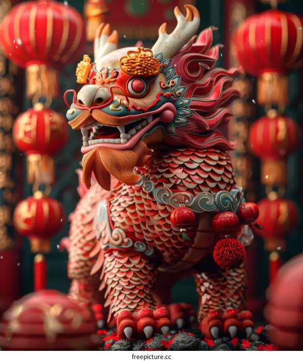 Lion Dance Performance for Spring Festival Celebration