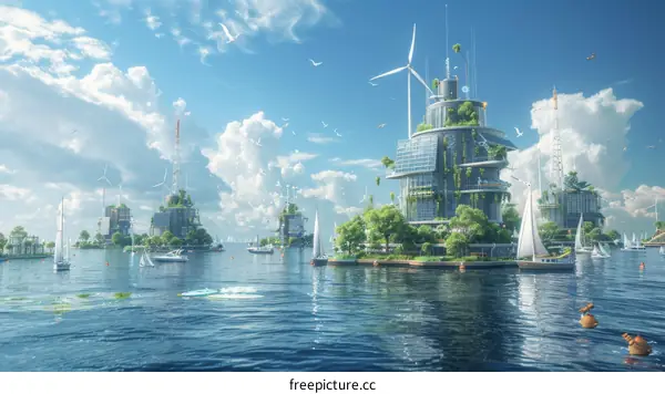 Floating City of the Future Powered by Renewable Energy