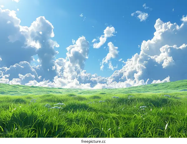 Boundless Grassland Panorama - A Serene Vista of Nature's Vastness