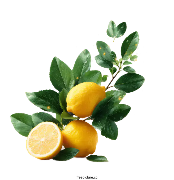 [Transparent Background PNG]Lemons and Leaves Creative Still Life
