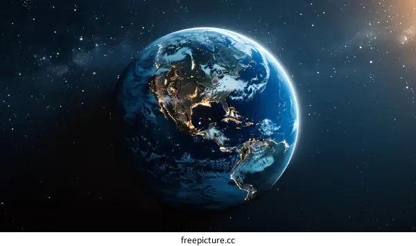 Earth from space showing the Americas