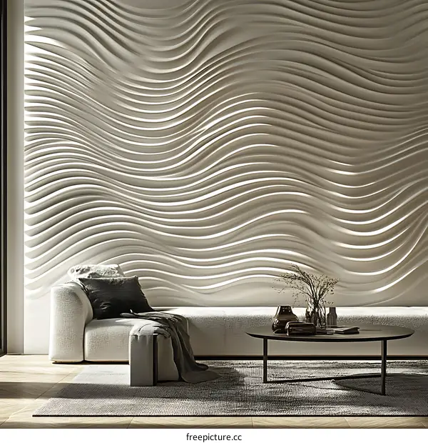 Modern Living Room with Textured Wall