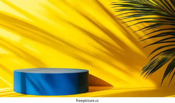 Abstract Yellow Background with Blue Cylinder