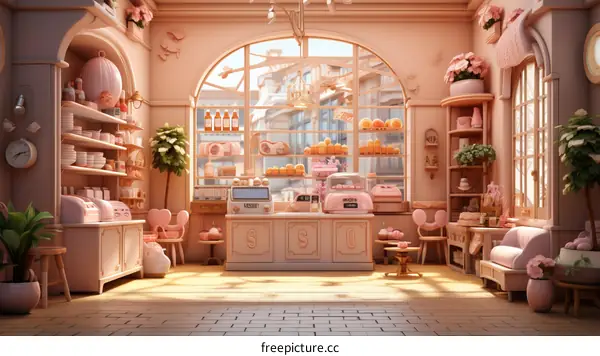 Small and cute bakery shop interior