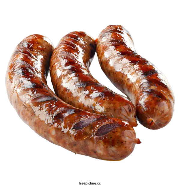 [Transparent Background PNG]Three grilled sausages