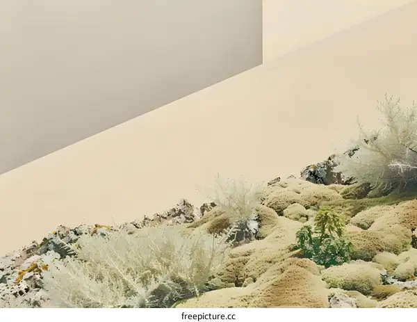 Minimalist Landscape With Moss and Rocks