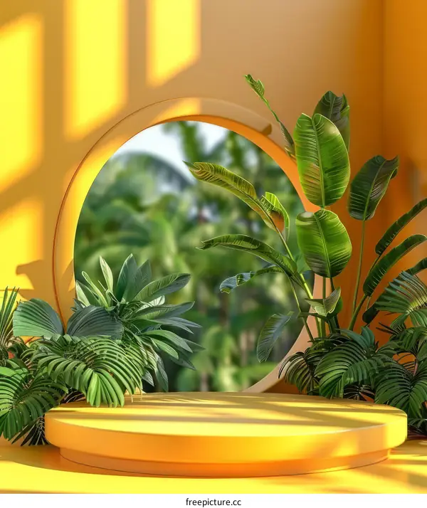 Banana and Betel Leaves on a Podium