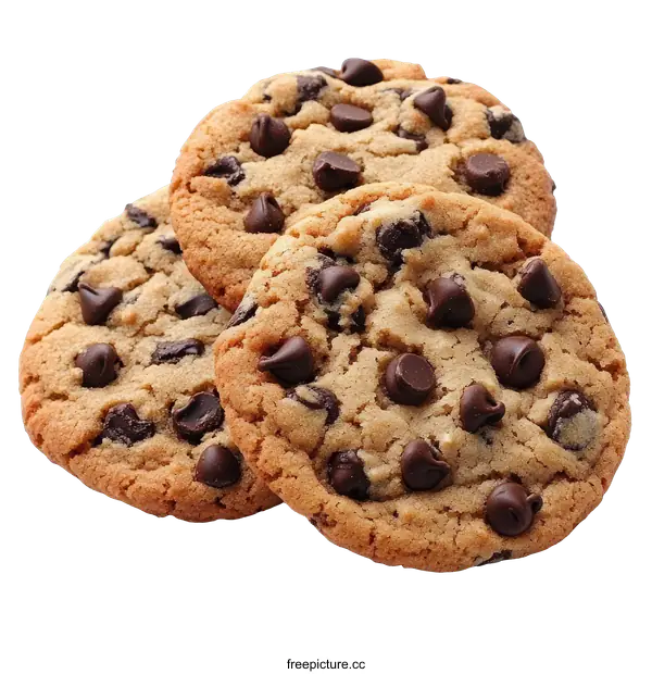 [Transparent Background PNG]Close Up of Delicious Chocolate Chip Cookies