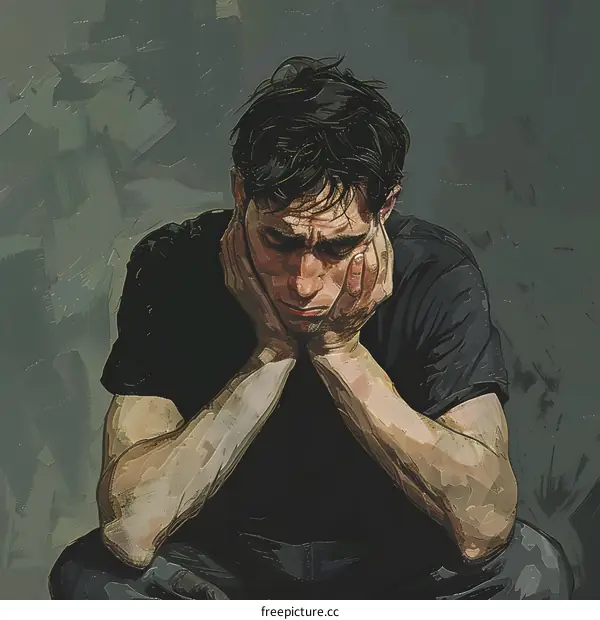 Portrait of a man with his hands on his face