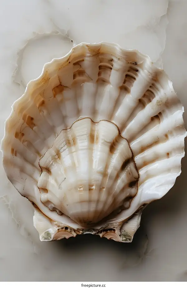 Seashell on Marble Background