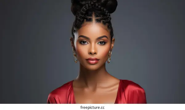 portrait of a beautiful black woman wearing a red dress