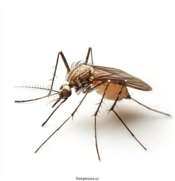 Closeup of a Mosquito on a White Background