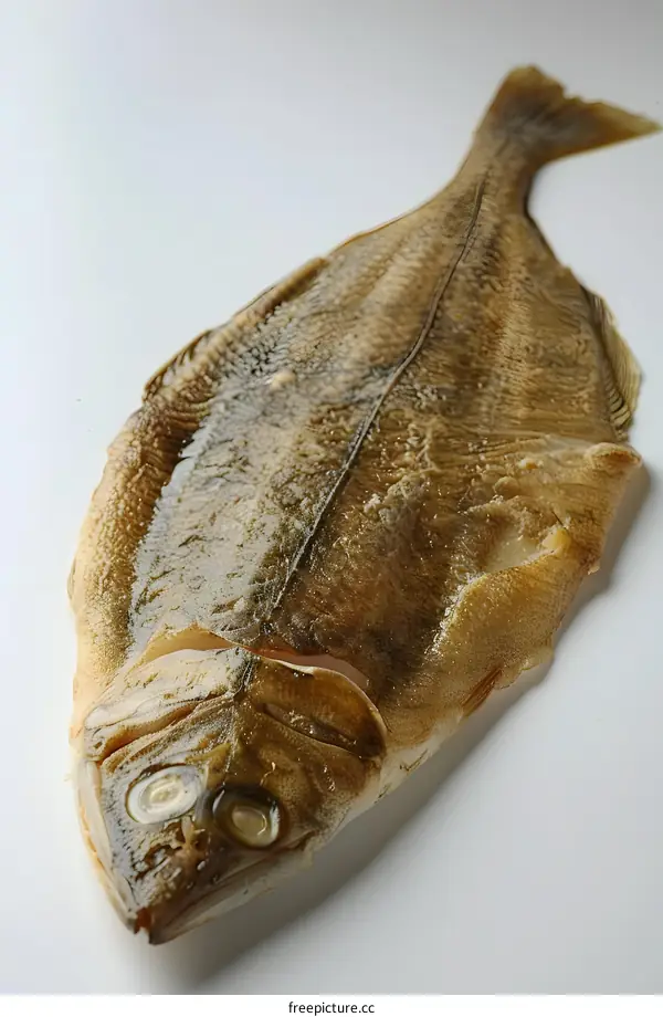 Dried flatfish on white background
