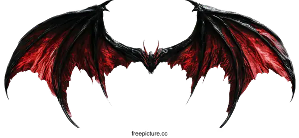 [Transparent Background PNG]Pair of Red and Black Devil Wings
