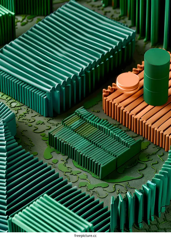 Abstract Green and Orange Geometric Shapes