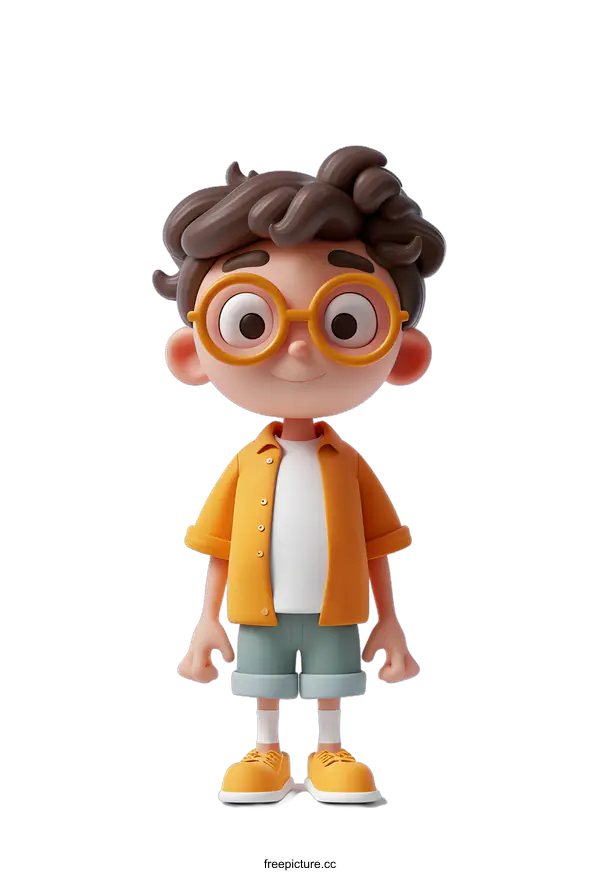 [Transparent Background PNG]3D rendering of a cute cartoon boy