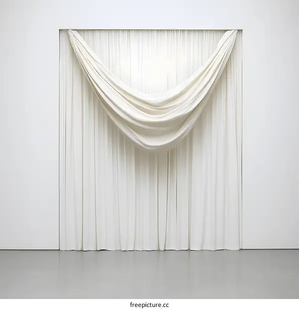 White Draped Curtains in an Empty Gallery Room