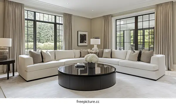 Modern Living Room with Large Windows