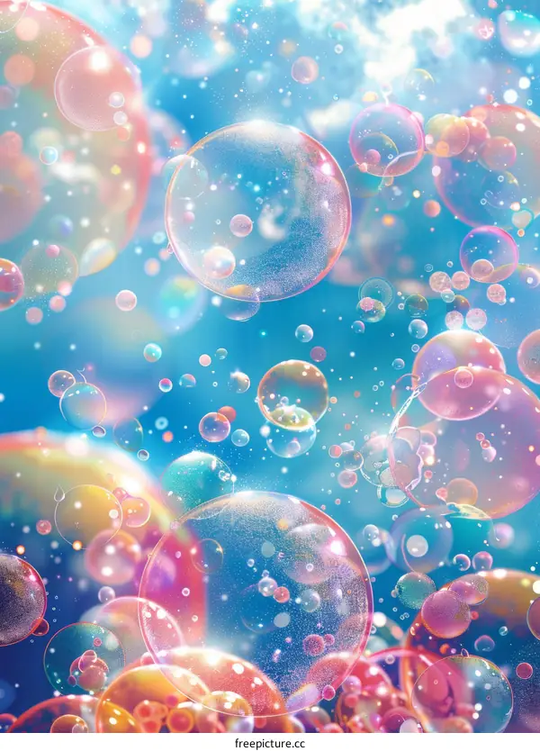 Rainbow Bubbles Floating in the Air