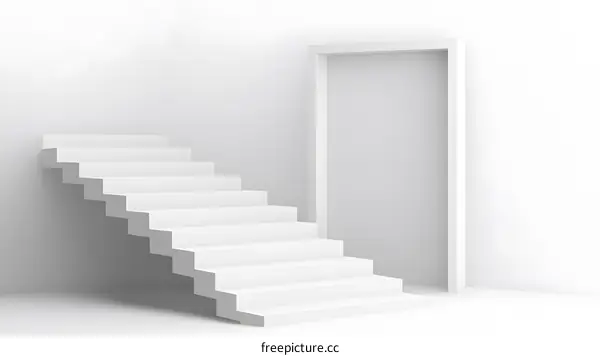 White Staircase and Door Leading to a Blank Wall