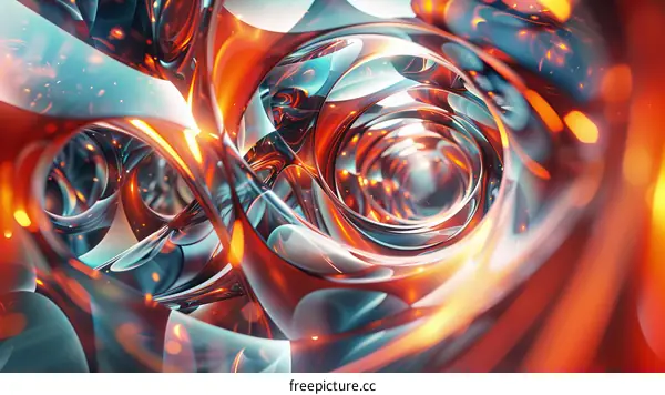 Abstract Colorful 3D Glass Shapes Rendering
