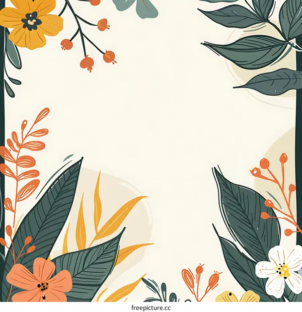 Floral Frame Background with Beige Color