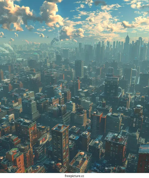 俯瞰图 of a Sprawling Metropolis with Towering Skyscrapers