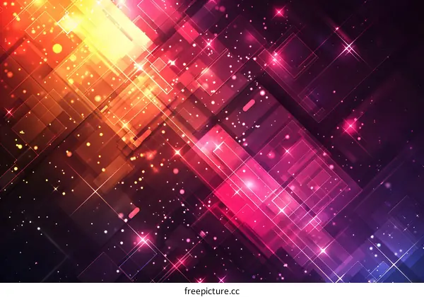 Colorful geometric shapes with glowing stars