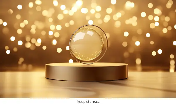 Golden Award Display Stage with Glass Sphere