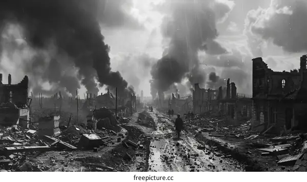 The ruins of Warsaw after the Warsaw Uprising in World War II