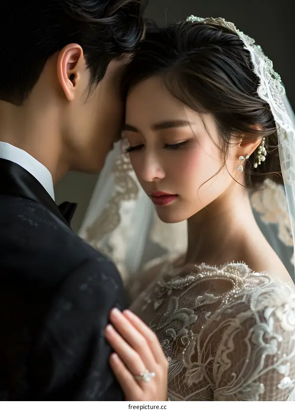 A newlywed couple is getting married