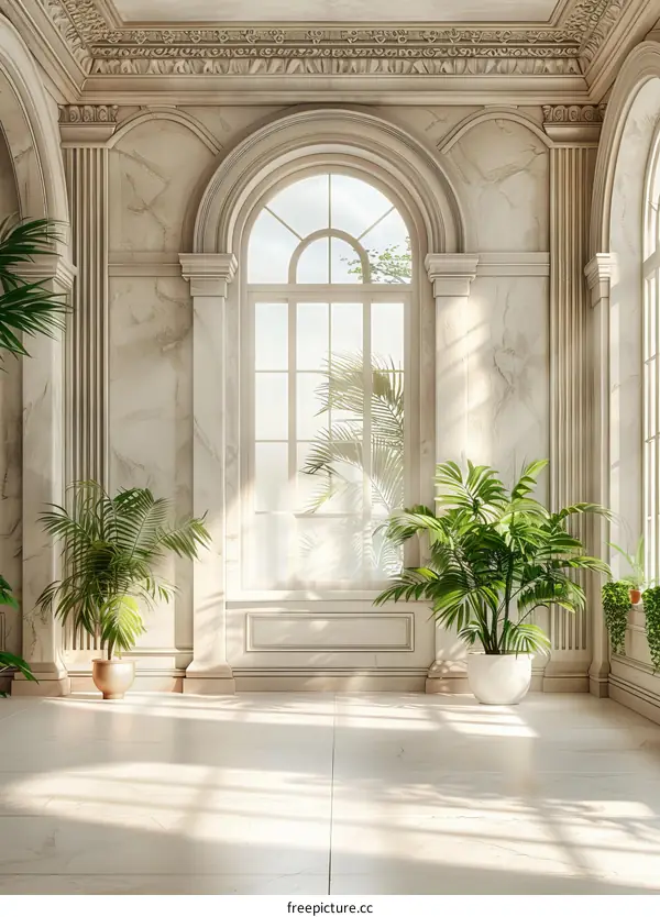 Elegant Classic Interior with Lush Plants