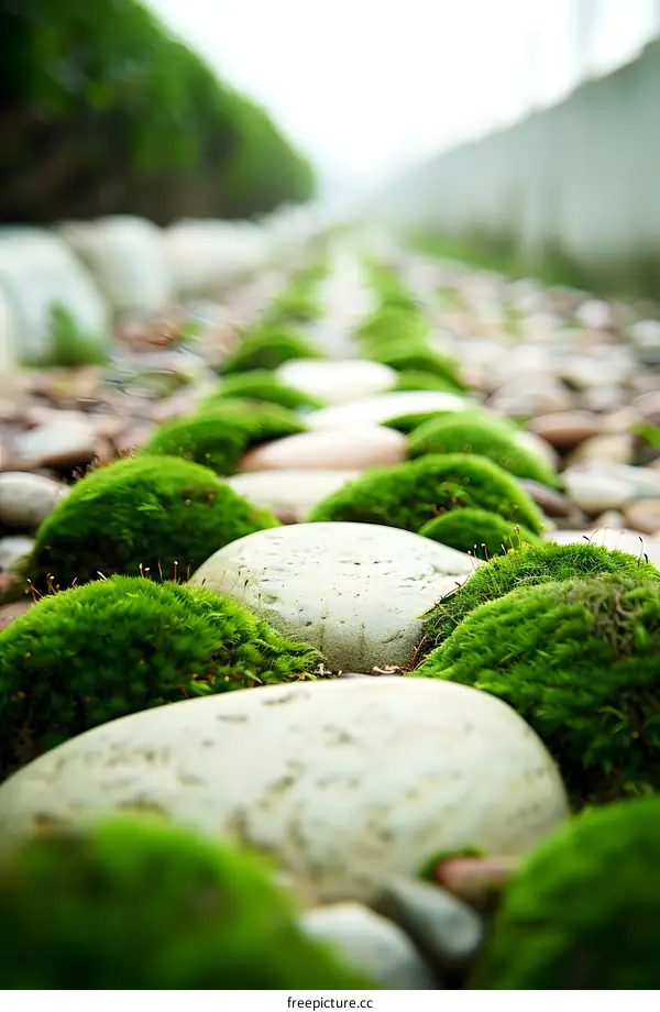 Green Moss Path with Stones