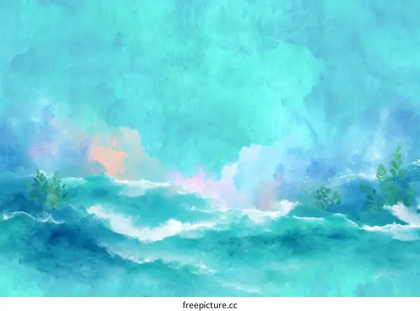 Abstract Watercolor Seascape Painting